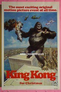 H630 KING KONG advance one-sheet movie poster '76 BIG Ape,Jessica Lange
