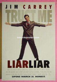 H669 LIAR LIAR double-sided advance one-sheet movie poster '96 Jim Carrey, Maura Tierney