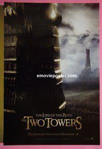 H698 LORD OF THE RINGS: THE 2 TOWERS single-sided teaser one-sheet movie poster '02 Wood