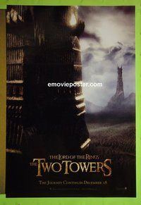 H697 LORD OF THE RINGS: THE 2 TOWERS double-sided teaser one-sheet movie poster '02 Wood