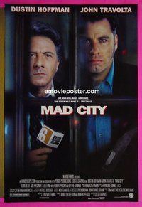 H705 MAD CITY double-sided one-sheet movie poster '97 John Travolta, Dustin Hoffman