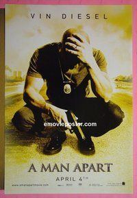 H714 MAN APART double-sided advance one-sheet movie poster '03 Vin Diesel, Larenz Tate