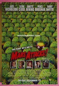 H720 MARS ATTACKS double-sided advance one-sheet movie poster '96 Nicholson, Burton, Fox