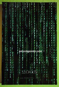 H725 MATRIX RELOADED foil teaser one-sheet movie poster '03 Keanu Reeves