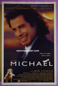 H733 MICHAEL double-sided one-sheet movie poster '96 John Travolta, Andie MacDowell