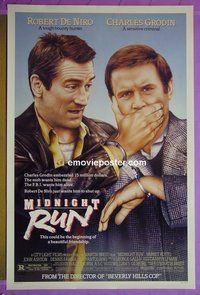H735 MIDNIGHT RUN double-sided one-sheet movie poster '88 De Niro, Grodin