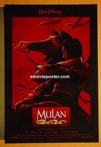 H767 MULAN double-sided one-sheet movie poster '98 Walt Disney cartoon