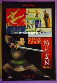 H768 MULAN double-sided advance one-sheet movie poster '98 Walt Disney cartoon