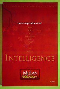 H769 MULAN double-sided 'intelligence' advance one-sheet movie poster '98 Walt Disney cartoon
