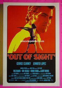 H818 OUT OF SIGHT double-sided one-sheet movie poster '98 Clooney, Lopez