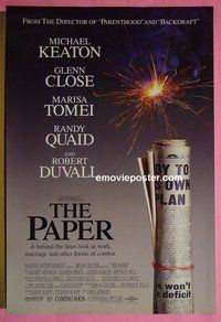 H826 PAPER double-sided advance one-sheet movie poster '94 Michael Keaton, Ron Howard