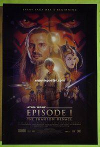 H838 PHANTOM MENACE style B double-sided one-sheet movie poster '99 Star Wars Episode I