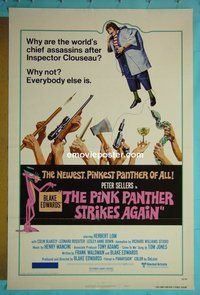 H848 PINK PANTHER STRIKES AGAIN style B one-sheet movie poster '76 Sellers