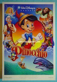 H850 PINOCCHIO double-sided one-sheet movie poster R92 Walt Disney classic