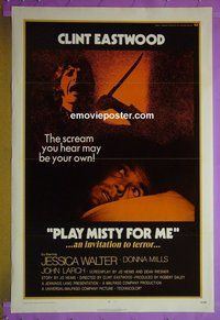 H855 PLAY MISTY FOR ME int'l one-sheet movie poster '71 Clint Eastwood