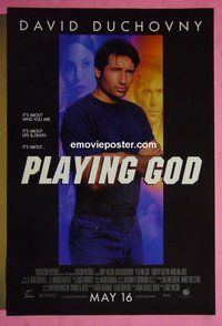 H857 PLAYING GOD double-sided advance one-sheet movie poster '97 David Duchovny