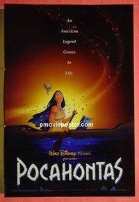 H859 POCAHONTAS double-sided one-sheet movie poster '95 Walt Disney cartoon!