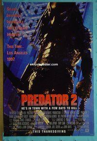 H873 PREDATOR 2 double-sided advance one-sheet movie poster '90 Glover, Busey
