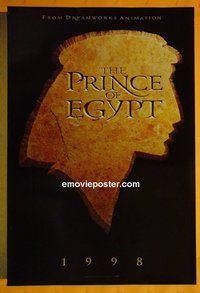 H880 PRINCE OF EGYPT double-sided teaser one-sheet movie poster '98 Val Kilmer, Fiennes