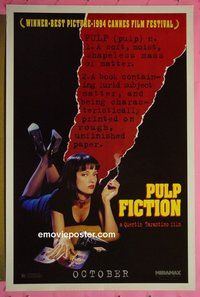 H892 PULP FICTION teaser one-sheet movie poster '94 Travolta, Jackson