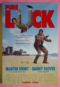 H895 PURE LUCK double-sided advance one-sheet movie poster '91 Martin Short, Glover