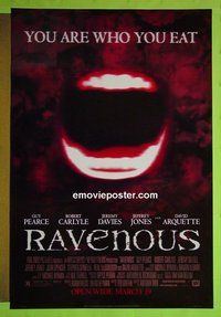 H910 RAVENOUS advance one-sheet movie poster '99 Guy Pearce, horror