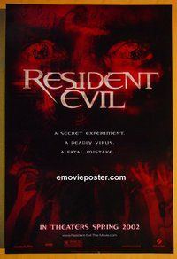 H922 RESIDENT EVIL double-sided teaser one-sheet movie poster '02 Milla Jovovich