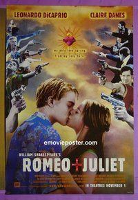 H947 ROMEO & JULIET double-sided advance style B one-sheet movie poster '96 DiCaprio, Danes
