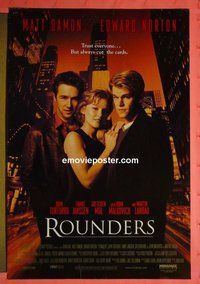 H954 ROUNDERS double-sided one-sheet movie poster '98 Damon, Norton
