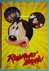 H961 RUNAWAY BRAIN double-sided one-sheet movie poster '95 Disney