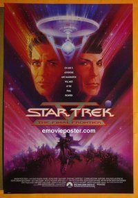 I063 STAR TREK V advance 1sh '89 The Final Frontier, William Shatner & Leonard Nimoy by Bob Peak!