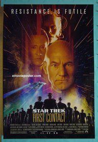 I066 STAR TREK: FIRST CONTACT double-sided advance one-sheet movie poster '96 Stewart, Frakes
