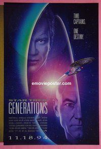 I067 STAR TREK: GENERATIONS DS int'l advance 1sh '94 Patrick Stewart as Picard, William Shatner as Kirk!