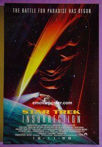 I070 STAR TREK: INSURRECTION double-sided advance one-sheet movie poster '98 Stewart, Frakes