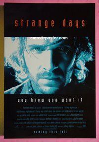 I084 STRANGE DAYS blue style advance 1sh '95 close-up of Ralph Fiennes, you know you want it!