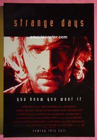 I086 STRANGE DAYS red style advance 1sh '95 close-up of Ralph Fiennes, you know you want it!