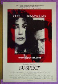 I093 SUSPECT one-sheet movie poster '87 Cher, Dennis Quaid