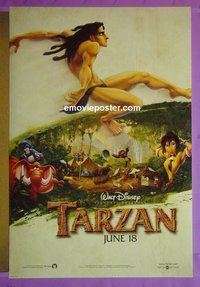 I110 TARZAN double-sided advance one-sheet movie poster '99 Walt Disney