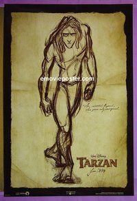 I111 TARZAN double-sided teaser one-sheet movie poster '99 Walt Disney