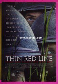 I126 THIN RED LINE double-sided style B one-sheet movie poster '98 Penn, Chaplin, Clooney