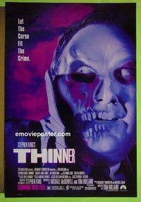 I127 THINNER double-sided advance one-sheet movie poster '96 Stephen King, Burke