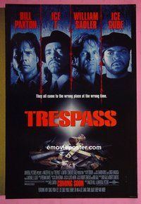 I167 TRESPASS double-sided advance one-sheet movie poster '92 Bill Paxton, Ice-T, Ice Cube