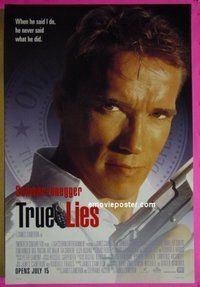 I174 TRUE LIES double-sided advance one-sheet movie poster '94 Schwarzenegger, Curtis
