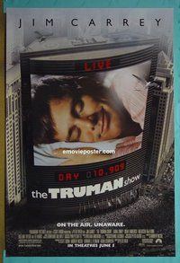 I178 TRUMAN SHOW double-sided advance one-sheet movie poster '98 Jim Carrey, Harris