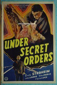 I191 UNDER SECRET ORDERS one-sheet movie poster '37 von Stroheim