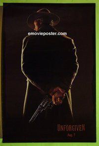 I196 UNFORGIVEN double-sided teaser one-sheet movie poster '92 Eastwood, Hackman