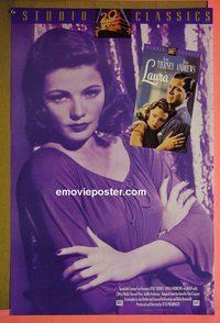 H654 LAURA video one-sheet movie poster R93 Gene Tierney, Andrews
