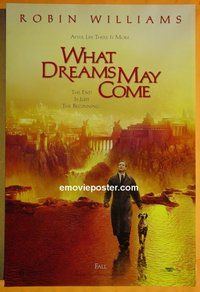 I223 WHAT DREAMS MAY COME double-sided teaser one-sheet movie poster '98 Robin Williams