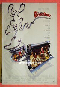 I231 WHO FRAMED ROGER RABBIT one-sheet movie poster '88 animation!
