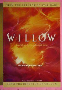 I238 WILLOW advance one-sheet movie poster '88 Val Kilmer, Whalley
